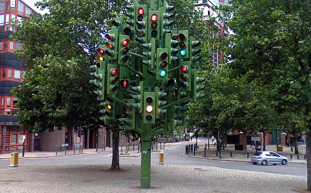 skulptur masser af trafiklys