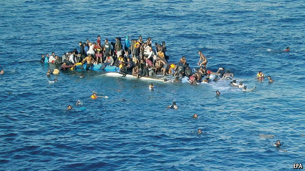flygtning faldet over bord